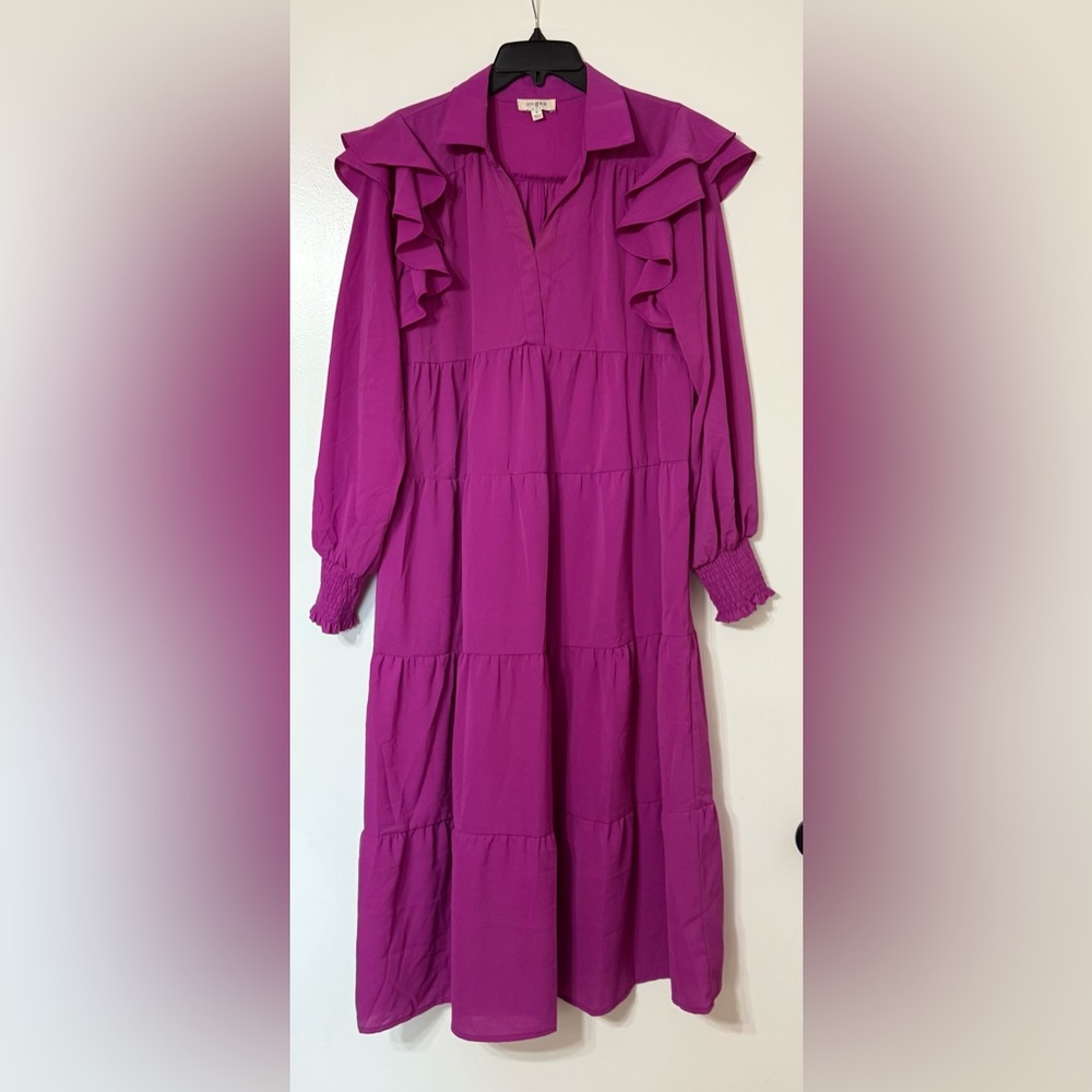 Umgee Midi Dress with Ruffle Sleeves Size M